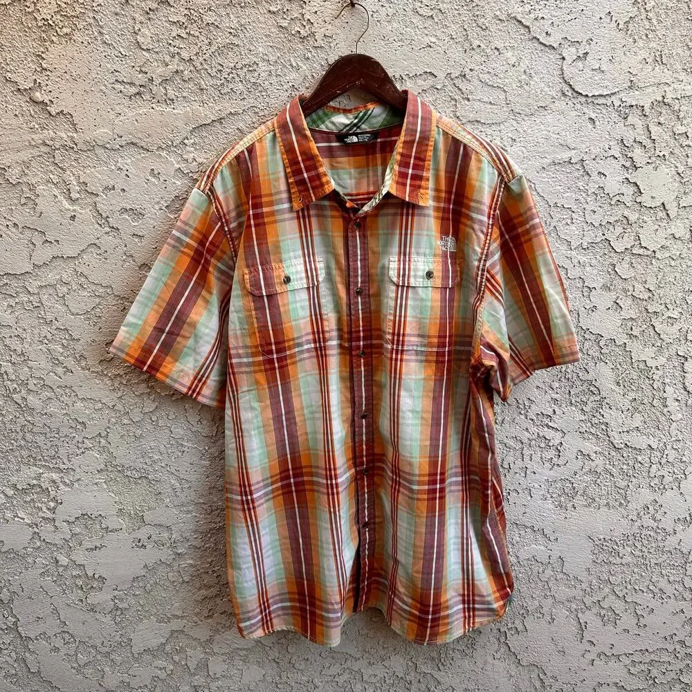 The North Face Delridge Plaid Short Sleeve Button Shirt Mens XXL